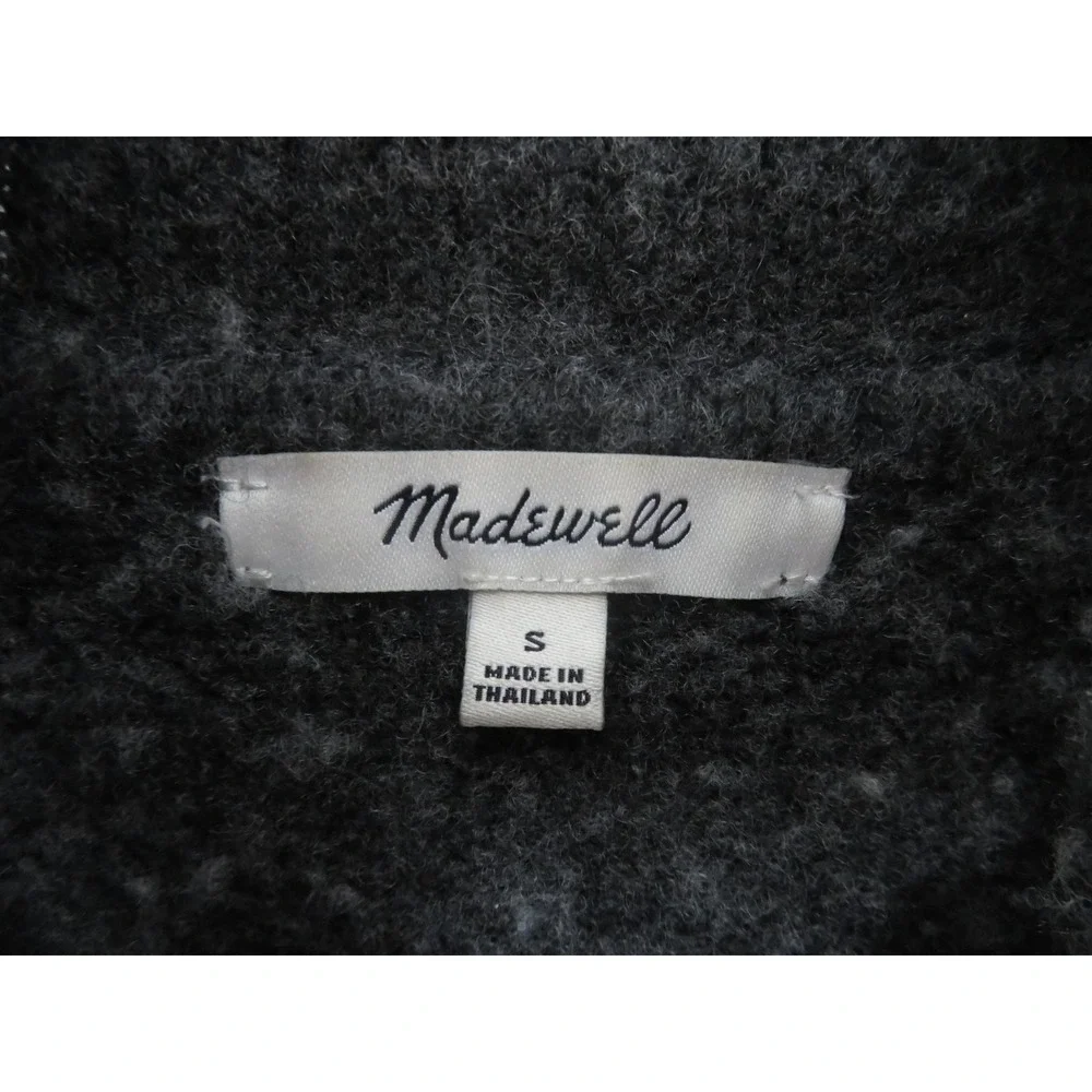 Madewell Sweater Womens Small Rugby Stripe Polo Blue Gray Stripe Mock Neck Wool - Picture 4 of 8
